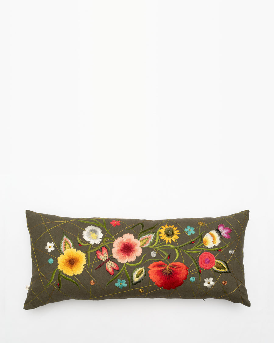 Von Trapp embroidered cushion, front view