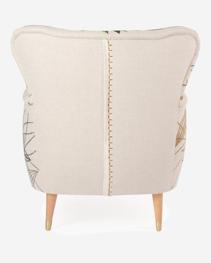 Mickey Armchair in Verde Outline, back view