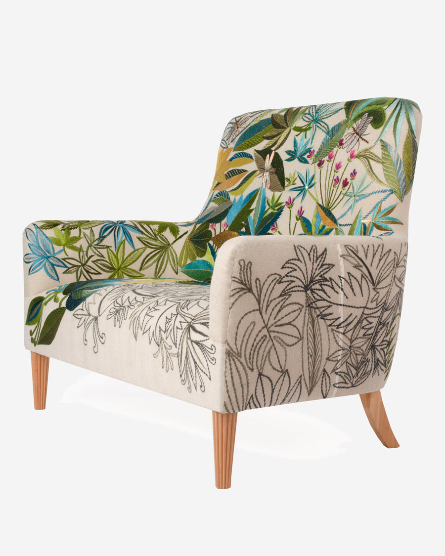 Puccini Sofa in Verde Outline, side view