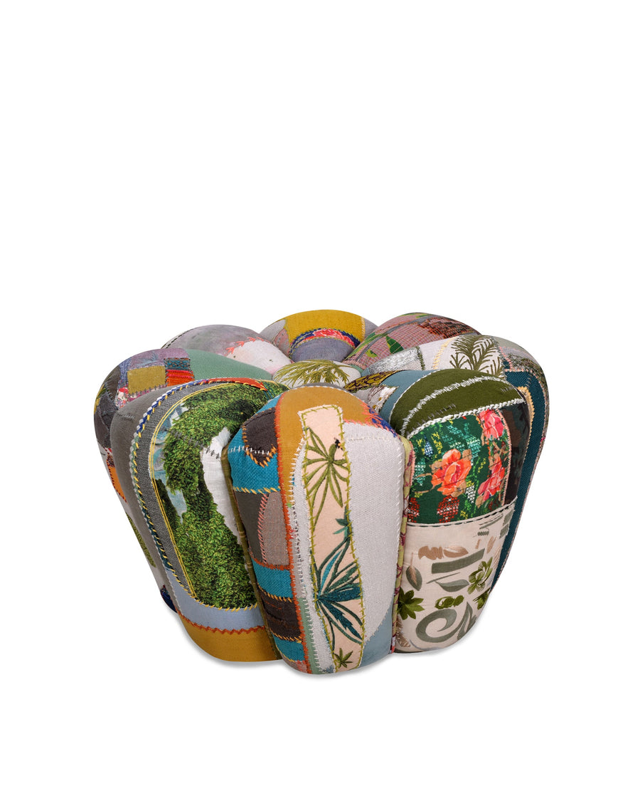 cynzia small embroidered pouf