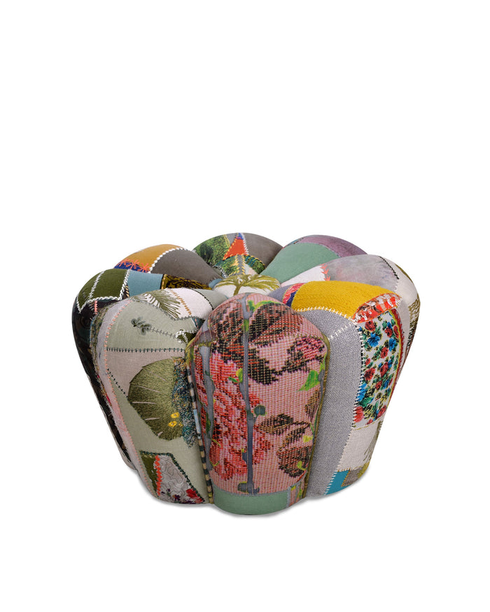 cynzia small embroidered pouf