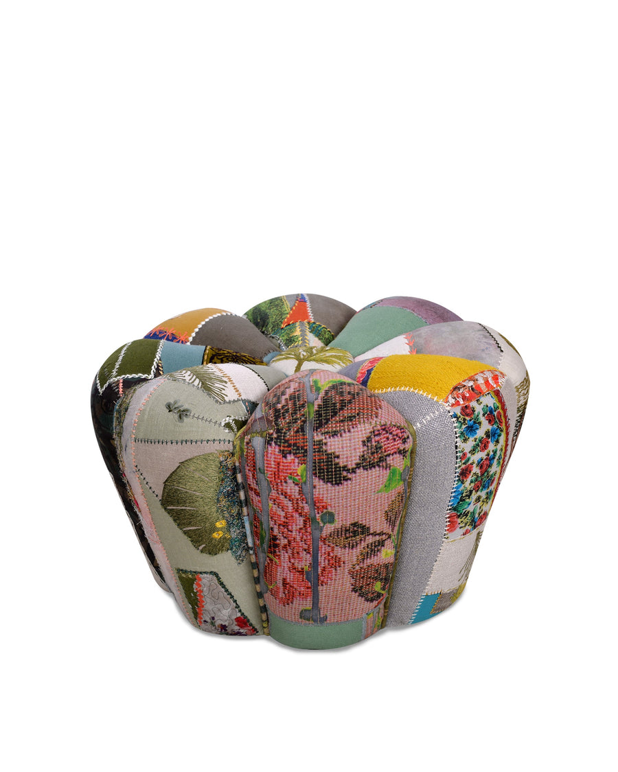 cynzia small embroidered pouf